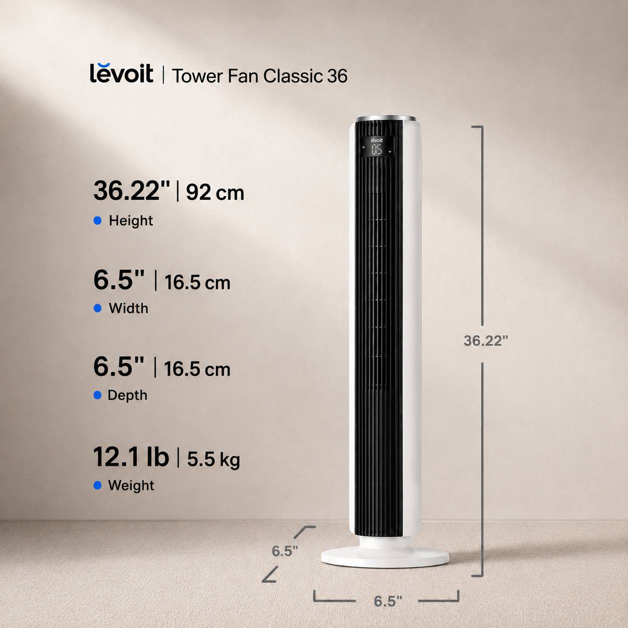 LEVOIT VORTEXAIR™ CLASSIC 36" DC TOWER FAN