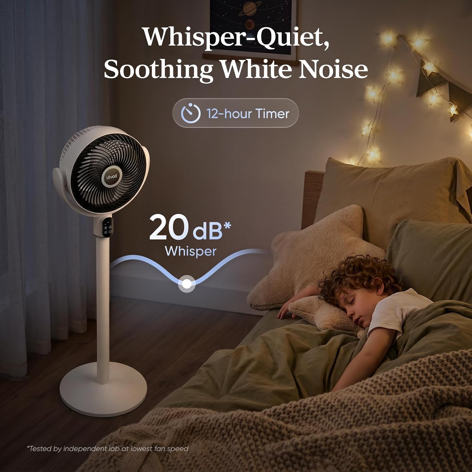 LEVOIT Standing Fan for Bedroom, 20dB Quiet Pedestal Fan for Sleep