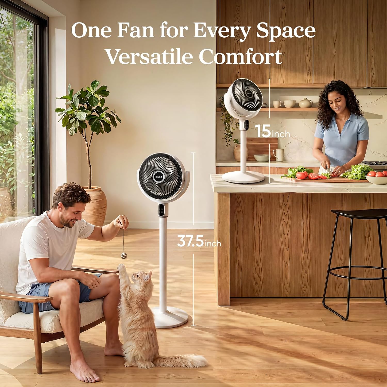 LEVOIT Standing Fan for Bedroom, 20dB Quiet Pedestal Fan for Sleep